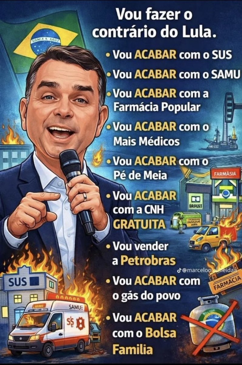 Jair Bolsonaro acabou com o Brasil em 4 anos, e agora quer que o seu filho refaça seu trabalho, JAMAIS DEIXAREMOS, vamos eleger Luiz Inácio Lula da Silva pela quarta vez para o país continuar progredindo!