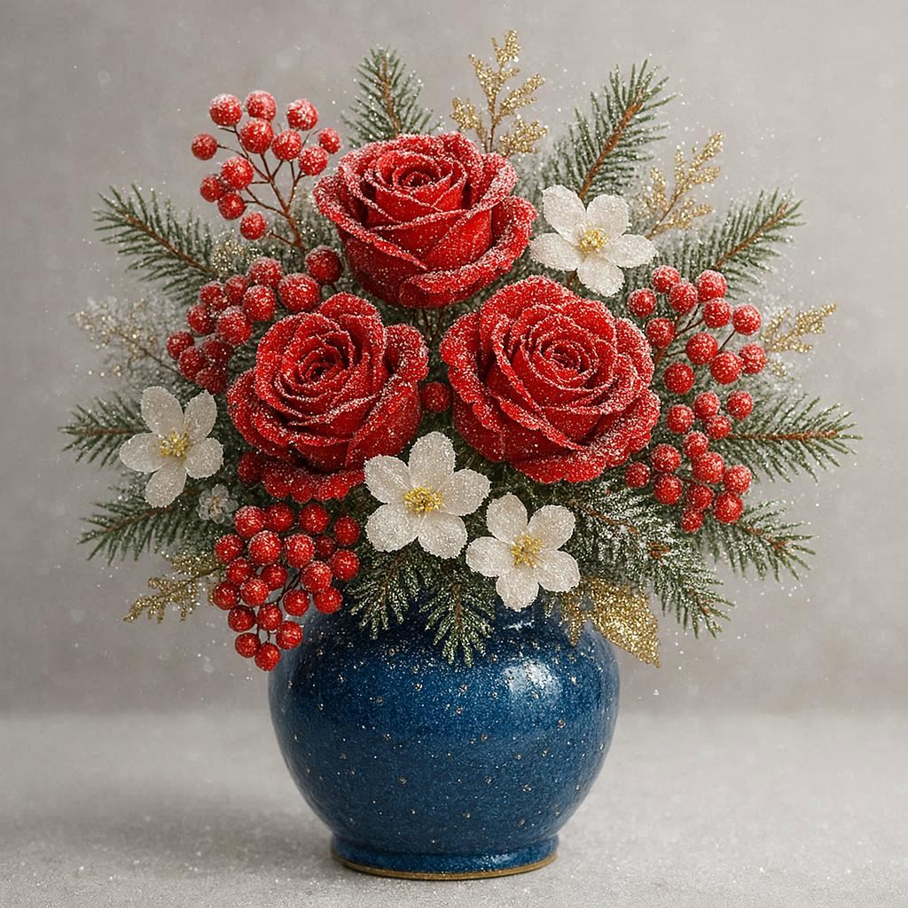 cosmos202403's tweet photo. ❄️Winter Flower Arrangement❄️
🍒🌹Rose & Winter berry 🌹🍒✨
🌼#AIbotanicaldecor🌹#AIrose
🍒#AIberry🏺#AIvase🧊#frozen https://t.co/i2aDvXgCF1