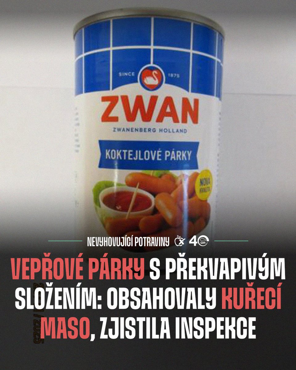 NaPranyri's tweet image. 🌭 Vepřové párky Zwan měly překvapivé složení. Potravinářská inspekce v nich zjistila přítomnost kuřecího masa

➡ Více informací o zjištění včetně kompletní fotodokumentace:
potravinynapranyri.cz/Detail.aspx?id…

#napranyri #potraviny #albert #parek #kurecimaso #veprovemaso