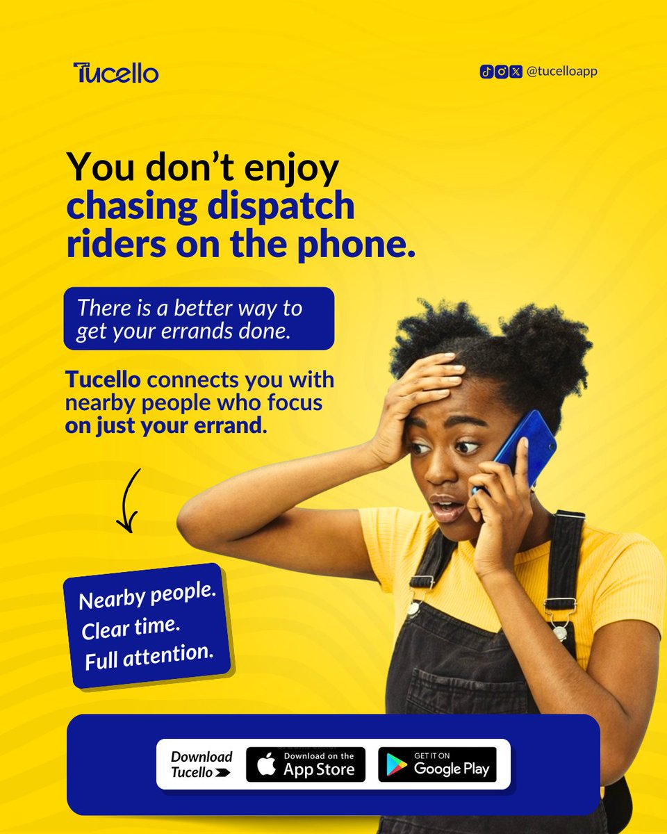 tucelloapp's tweet photo. Tired of calling dispatch riders several times😩?

With Tucello, you get full attention from someone who focuses on just your task.

❌No dragging
❌No chasing
❌No multiple deliveries.

Just focused help from start to finish.

Download Tucello https://t.co/BTd0klxa8f
