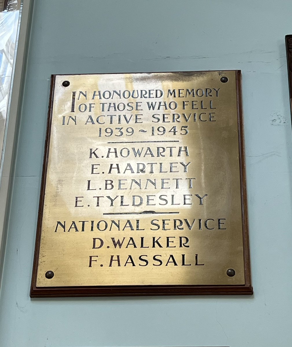Higher Hurdsfield Sunday School war memorial plaque. The Silk Museum, Macclesfield, Cheshire. Second World War and those who died in National Service. #LestWeForget