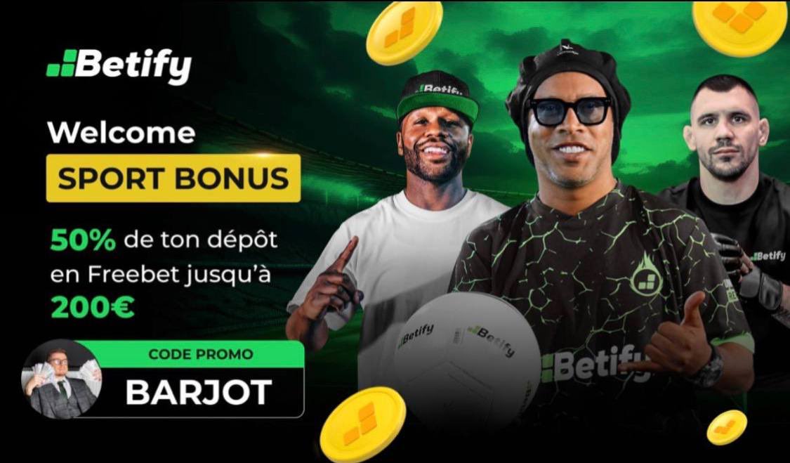Pour parier sur les VAR, les tirs cadrés des joueurs, les corners etc.. 

Ça se passe sur betify ! Vous avez 50% de votre premier dépôt offert en freebets instantané en vous inscrivant avec ce lien
👉🏼tinyurl.com/LeBarjotBetify

Et en donnant le code BARJOT au live chat ⚡️
