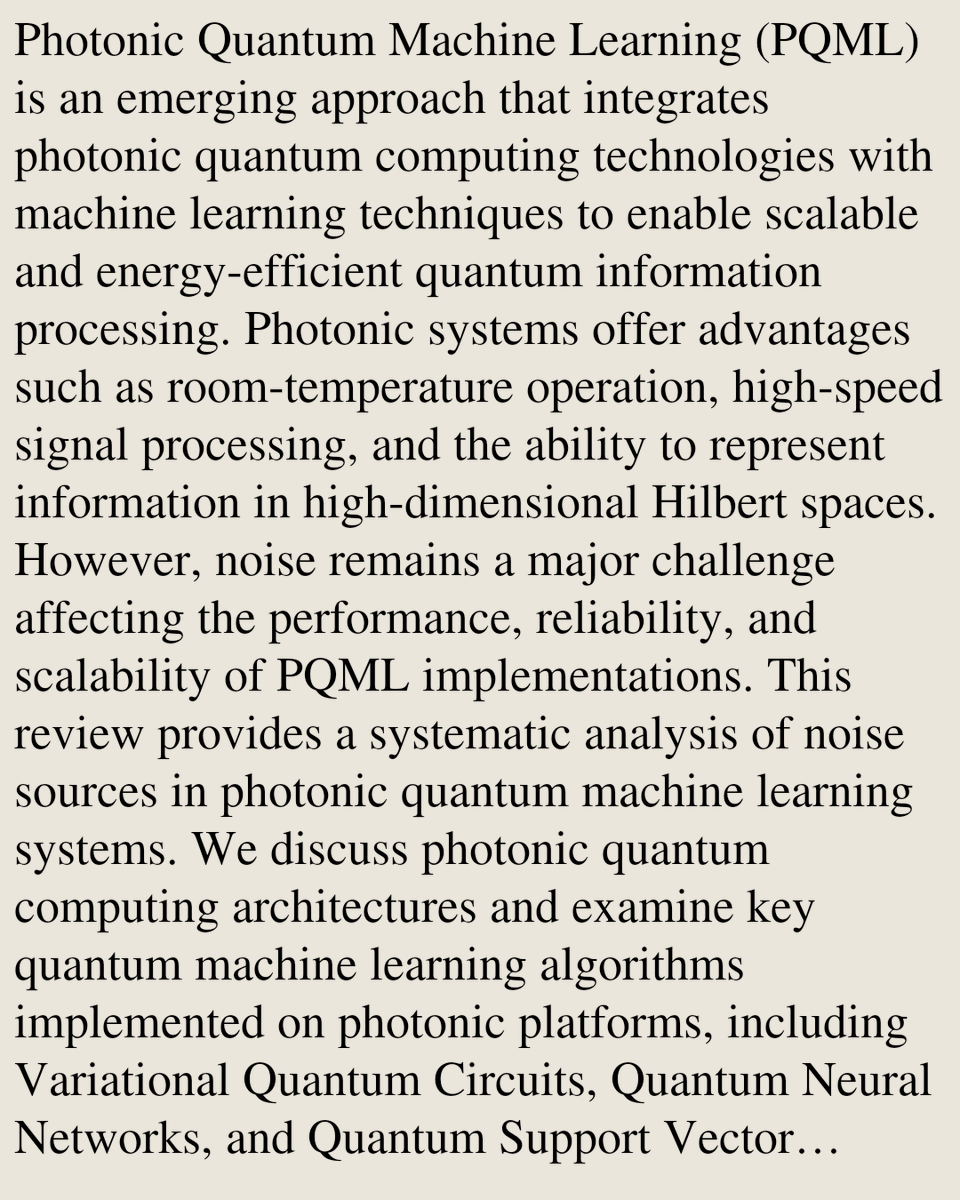 Evolution of Photonic Quantum Machine Learning under Noise A. M. A. S ...