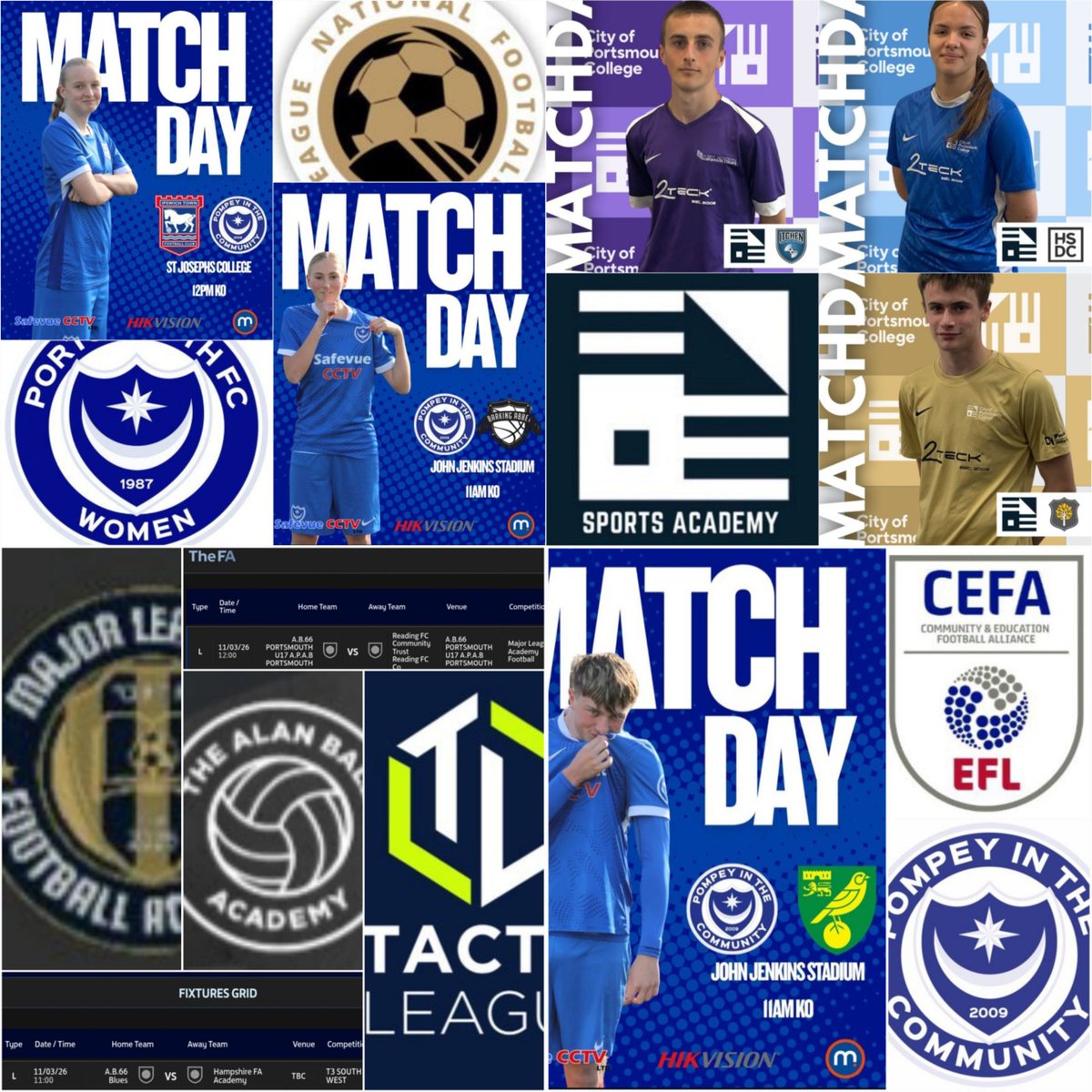 Pompey_Football's tweet photo. ⚽️ Weds Matchday ⚽️
      #TheDayGames

@PompeyWomen #U21s #SWP (h) + #SWP2 (a)
@PITCDevelopment #B (h) 
@PortsCollSport #W1 (a); #M1 (a); #M2 (a)
#AB66 @ProHwfcacademy (h) in @TacticLeague + (h) in #MLFA 👏

#AllTheBest 👍 https://t.co/SP6TPjsImj