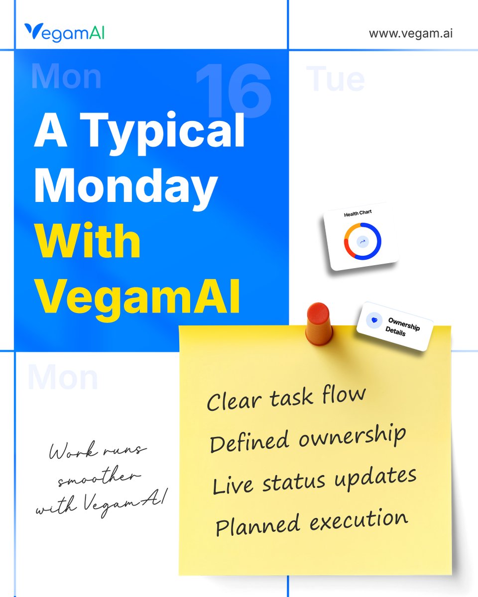 Vegam_AI's tweet image. Workdays don’t fail from workload - they fail from unclear priorities and ownership.

VegamAI turns chaos into structured, predictable execution. 

Start Your Free Trial - zurl.co/yLJrw

#VegamAI #BusinessProcessAutomation #OperationsManagement #WorkflowAutomation