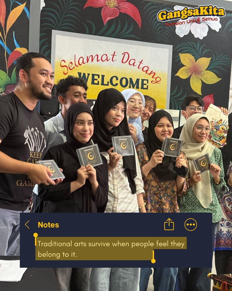 GangsaKita adalah tentang rasa memiliki.
Sebuah ruang di mana orang dari pelbagai latar belakang berkumpul untuk belajar, berkongsi, dan merasai pengalaman gamelan Melayu sebagai satu komuniti.

#Gangsapura #MalayGamelan #GamelanMelayu #GangsaKita