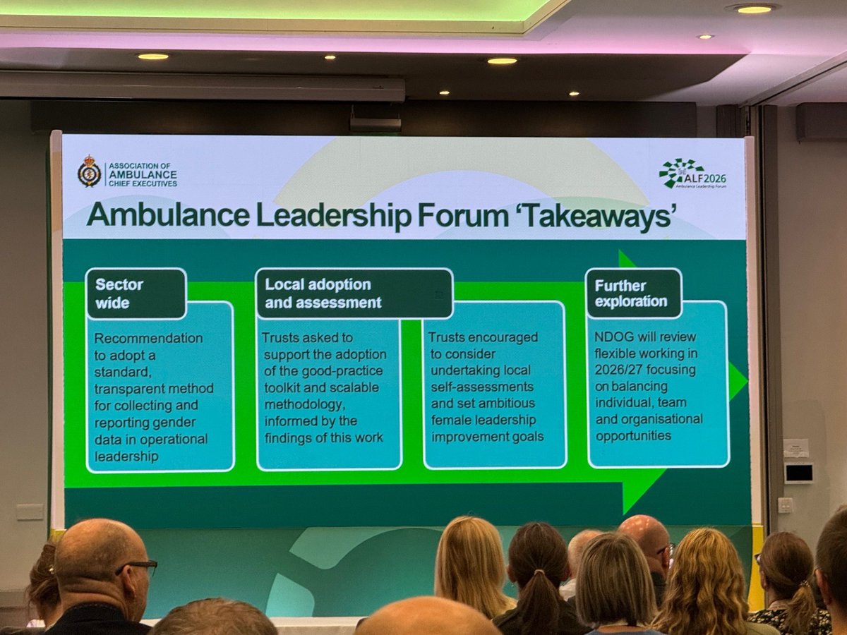 AACE_org's tweet image. Jessica Cunningham, Executive Director of Ops @swasFT,  Victoria White, Director of #Ambulance at
@IOWNHS &amp;amp; Jennifer Allan, Chief Operating Officer
@SECAmbulance, illustrate the sector-wide approach to accelerating female progression into operational leadership.  

#ALF2026