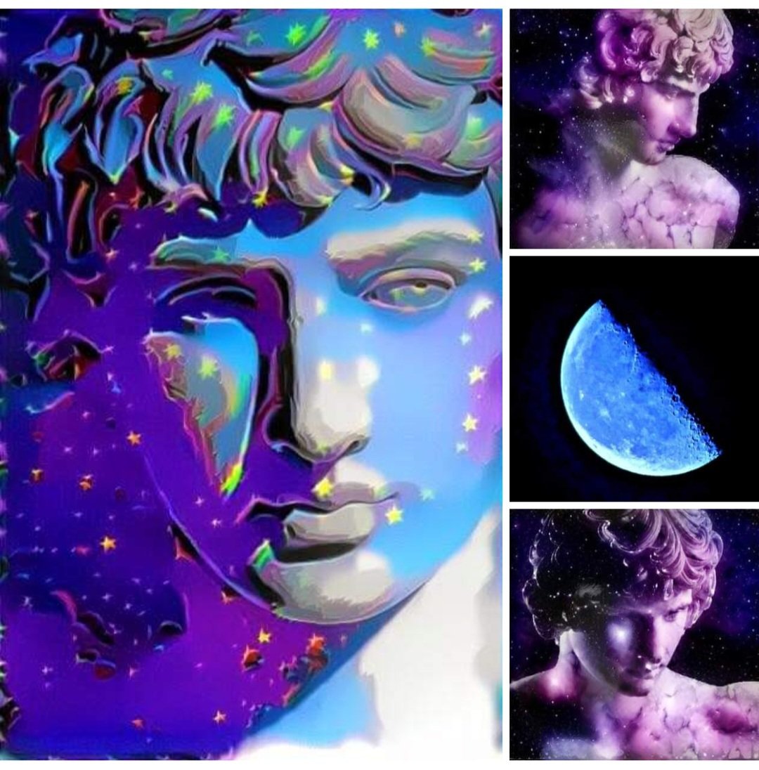 antinousgaygod's tweet photo. 🪷 Confused? Full of doubts? Tonight's #Sagittarius #ThirdQuarter Moon is ideal for clairvoyance and stellar clarity of thought. We honor the #StarOfAntinous. Full details in your #Antinous #MoonMagic report: https://t.co/ONeuUxRlYu "Antinous Stars" art by #AdamBrowne 🪷 https://t.co/iVw3zZ3L4n