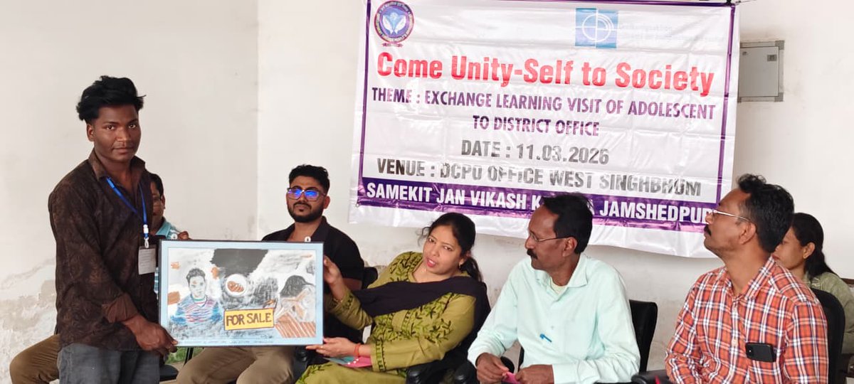 samekit_k's tweet photo. 60 adolescents from six centres joined an Exposure Visit organised by Samekit Jan Vikas Kendra to the District Child Protection Office, West Singhbhum on 11 March 2026.
#ChildProtection #ChildRights #AdolescentEmpowerment #SJVK #WestSinghbhum https://t.co/eLZBRlttLD