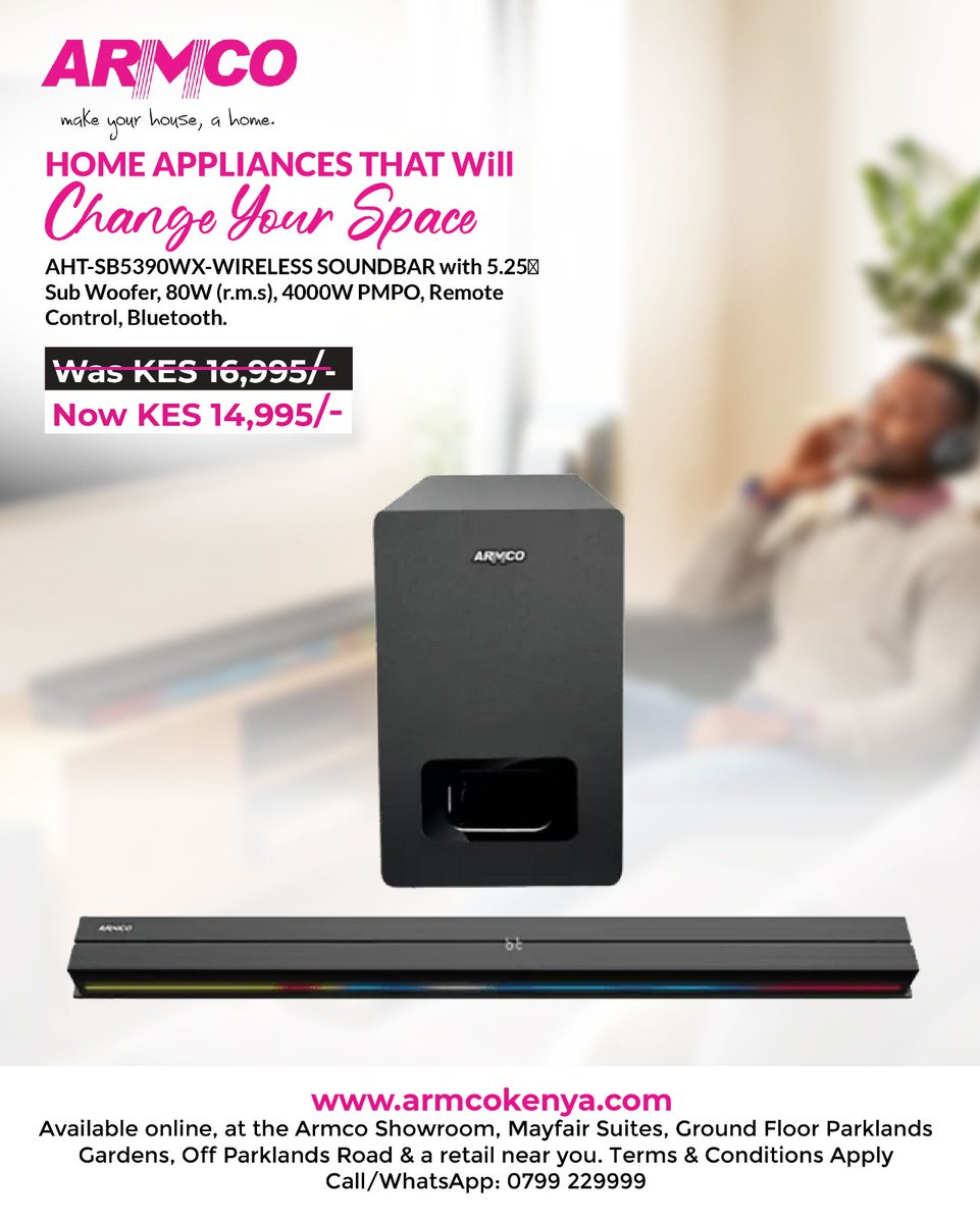 ArmcoKenya's tweet image. Upgrade your living room with ARMCO essentials!
1️⃣ Smart TV – Entertainment hub 
2️⃣ AC – Stay cool 
3️⃣ Vacuum – Easy cleaning 
4️⃣ Soundbar – Cinematic audio
Level up your home comfort.

Shop: armcokenya.com
📞 +254 799 229 999

#ARMCOKenya #SmartLiving #HomeEssentials