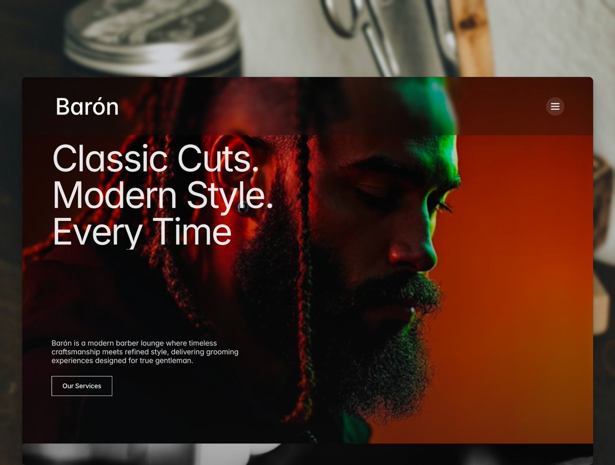 CaliFitHQ's tweet image. A Framer template I created for barbershops and grooming brands. Focused on clarity, atmosphere, and practical sections.
 #buildinpublic #productdesign #barbershop #mensgrooming
hupkastudio.framer.ai/template/baron