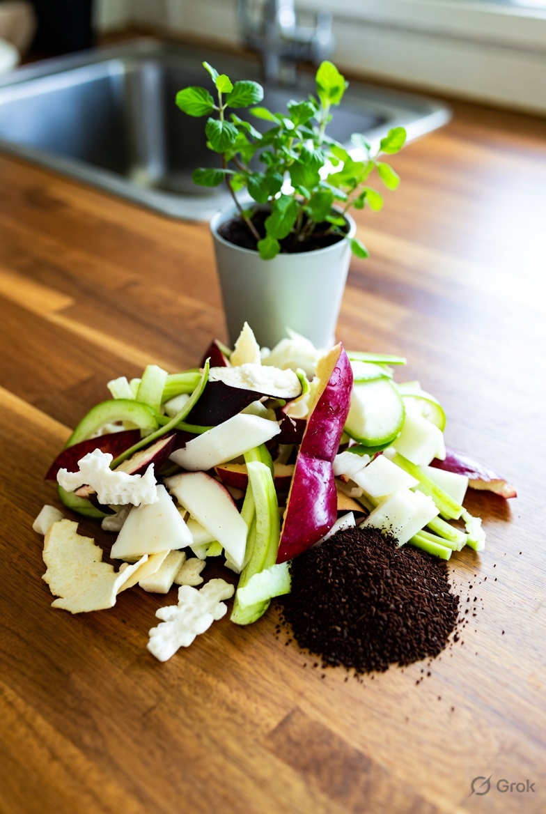 Kitchen waste like vegetable scraps and food leftovers can easily biodegrade and be used for composting at home. #ZeroWaste #HomeCompost