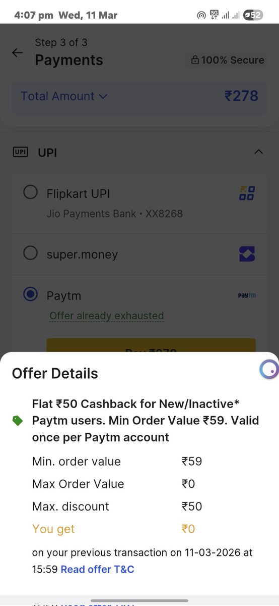 MrHacker345's tweet photo. And now showing offer exhausted 
So offer applied on my order https://t.co/tc7S8o2gWO