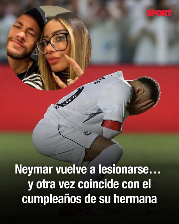 Somhiseremfcb's tweet photo. Por décimo año consecutivo, Neymar vuelve a caer lesionado justo en las fechas del cumpleaños de su hermana

[Vía @sport ] https://t.co/HpGd32KGLW