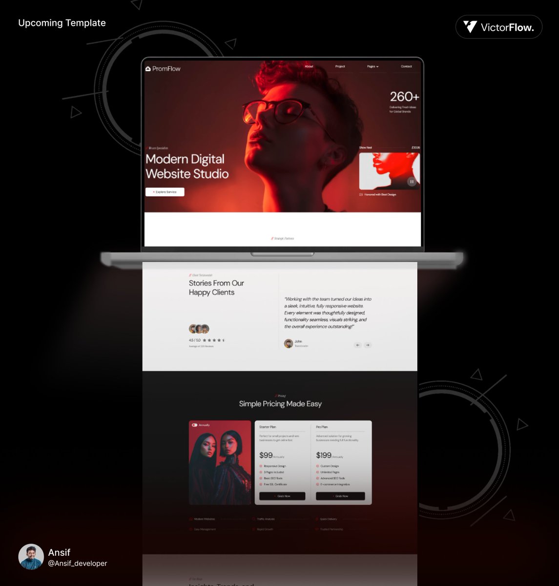 Meet PromFlow.

A high-performance template designed for studios that want to stand out. 

Coming very soon to the marketplace.

#UI #WebflowTemplate #DesignInspiration