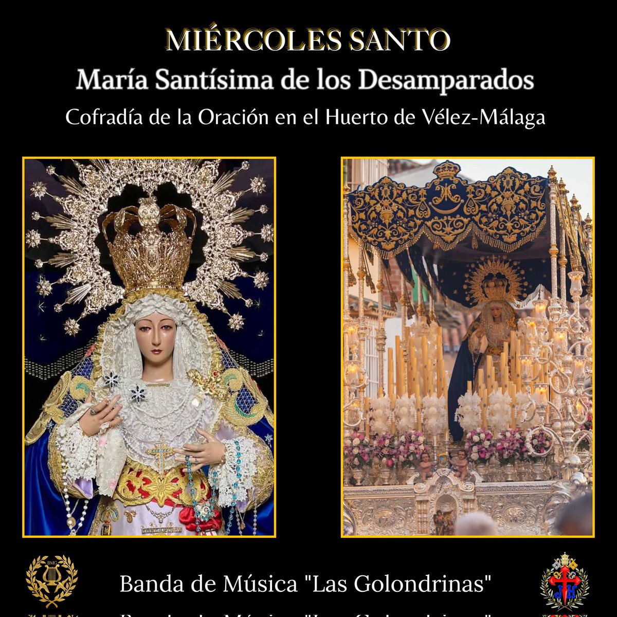 BMGolondrinas's tweet photo. ❇️ 𝑵𝑼𝑬𝑺𝑻𝑹𝑨 𝑺𝑬𝑴𝑨𝑵𝑨 𝑺𝑨𝑵𝑻𝑨
▪️MIÉRCOLES SANTO
María Santísima de los Desamparados.
Cofradía de la Oración en el Huerto de Vélez-Málaga.
@HuertoMamparaos https://t.co/1boys2RldM
