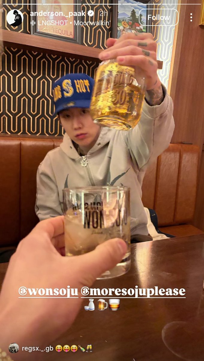 Anderson Paak update ig story with Jay Park and his wonsoju hwanyoung30😄 and notice Lngshot cap and song👍