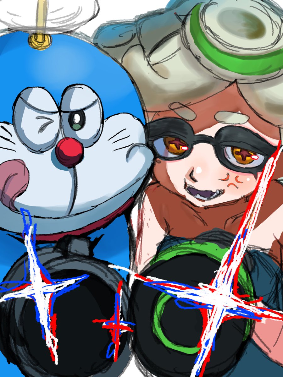 j2zv4_'s tweet photo. スプラトゥーンとドラえもんがすきな後輩に描いた絵 https://t.co/79l38zH1uE