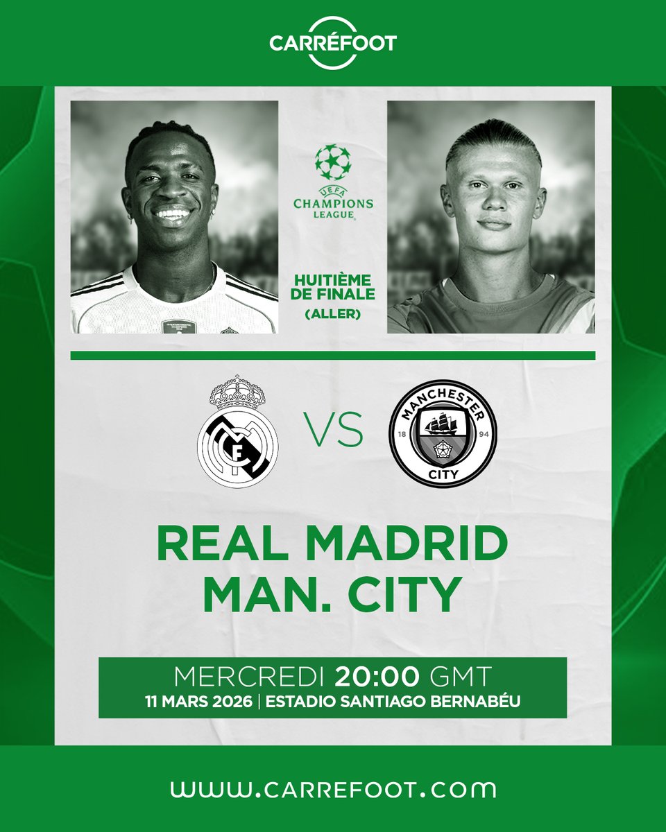 Carre_foot's tweet photo. Devant son public, le club madrilène veut prendre l’avantage avant le périlleux déplacement à l’Etihad.
Mais City, toujours redoutable dans les grands rendez-vous, arrive avec l’ambition de frapper fort ou au minimum repartir avec un résultat précieux.
#UCL #Carrefoot https://t.co/Wh4FvFNfMZ