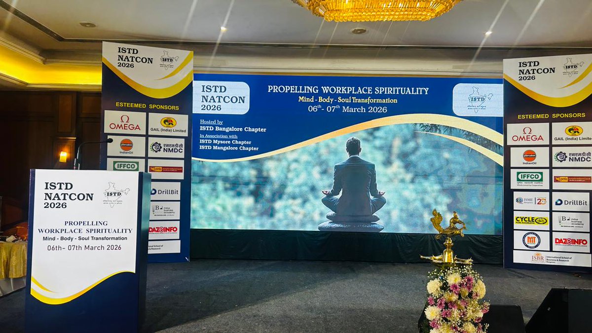 Drillbit05's tweet photo. At ISTD NATCON 2026 @istd_india, conversations focused on “Propelling Workplace Spirituality: Mind–Body–Soul Transformation.”

𝐃𝐫𝐢𝐥𝐥𝐁𝐢𝐭 thanks the organizers for the opportunity to be part of the event as a sponsor and support such meaningful conversations. https://t.co/j51pa8D1ep