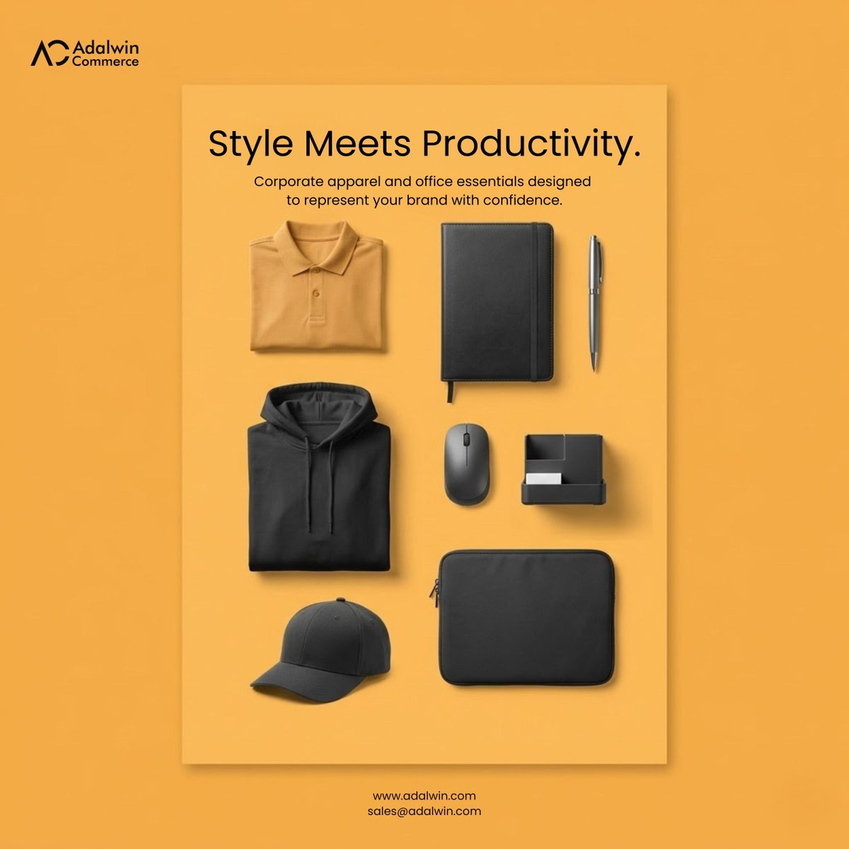 AdalwinCommerce's tweet photo. Great brands know that presentation and productivity go hand in hand. Thoughtfully designed corporate apparel and office essentials not only represent your brand identity but also inspire confidence in everyday work.

#CorporateGifting #CorporateApparel #OfficeEssentials #Adalwin https://t.co/DjJBJdNIu6