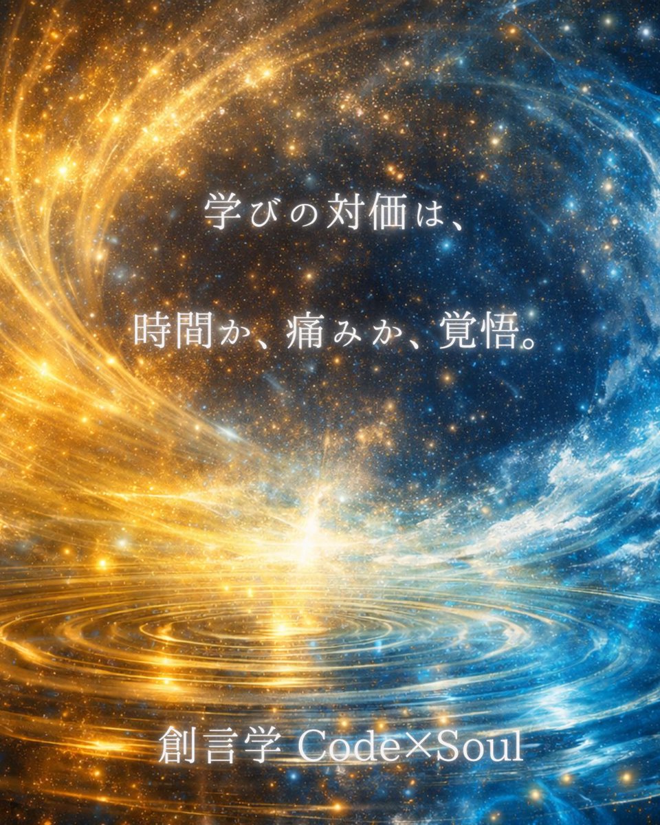 CodeSOUL9999's tweet photo. 学びの対価は、
お金じゃない。
時間、失敗、痛み、
そして少しの誇り。
人は人生を削りながら
理解していく。
創言学 Code×Soul
#創言学
#CodeSoul
#心の整え
#言葉
#在り方
#人間関係 https://t.co/AhTkEQwd42
