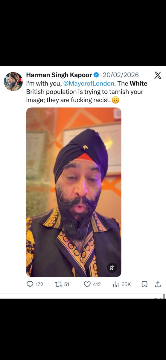FreeVet84's tweet photo. @the_lama_singh Go through his posts and you’ll see that he specifically targets Muslims. He a racist and a bigot who uses  race and religion to attract attention and stir controversy. Here is his previous posts targeting Gora "white people " https://t.co/bCudK3CxCT