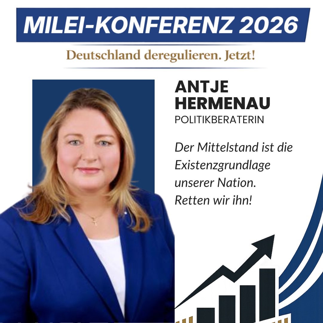 Deutschlands Wohlstand entsteht nicht im Ministerium.
Er entsteht im Mittelstand.

Doch Bürokratie, Steuern und Regulierung setzen gerade den produktivsten Teil unserer Wirtschaft massiv unter Druck. Schluss damit!

🎤 <a href="/AntjeHermenau/">Antje Hermenau</a> 
Politikberaterin

spricht auf der