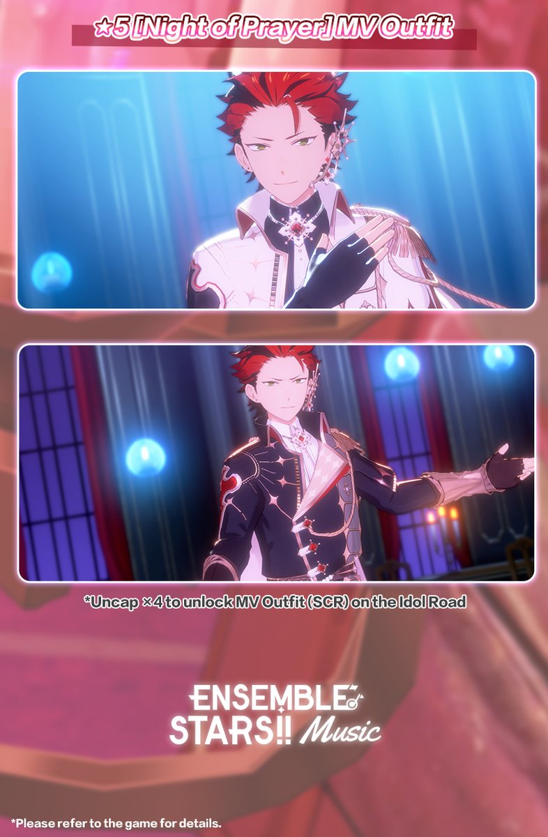 Card Release! Spotlight Time • FAMILY×FAMILY ~ A Silent Night Wish ~

⭐️5 [Night of Prayer] Kuro Kiryu
MV Outfit attached: The Covenant Shield

Please refer to the images below.

#EnsembleStarsMusic