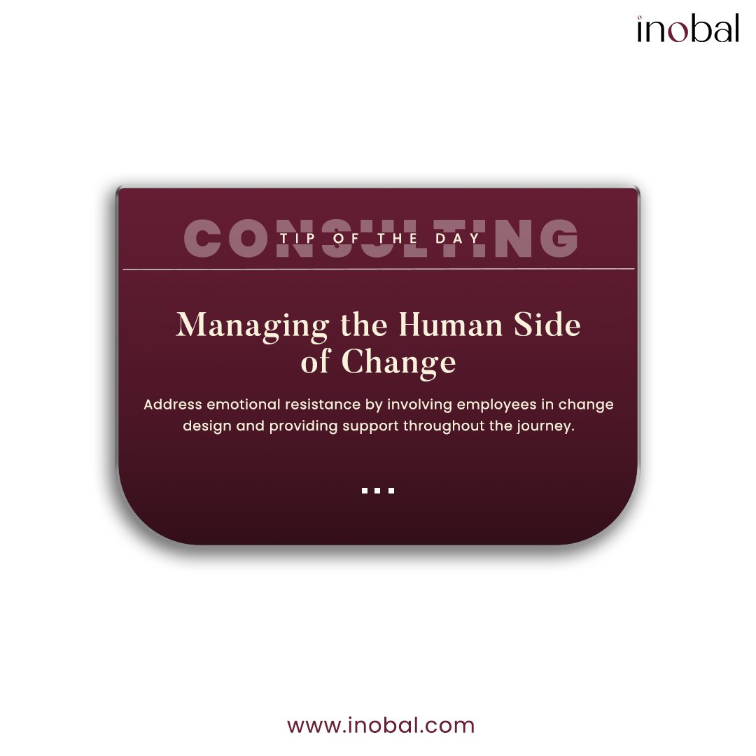 InobalCo's tweet photo. Address emotional resistance early.

Involve employees in the change design and support them throughout the journey.
That’s how transformation becomes sustainable.

#ConsultingTips #ChangeManagement #Inobal https://t.co/GLARkalWK2