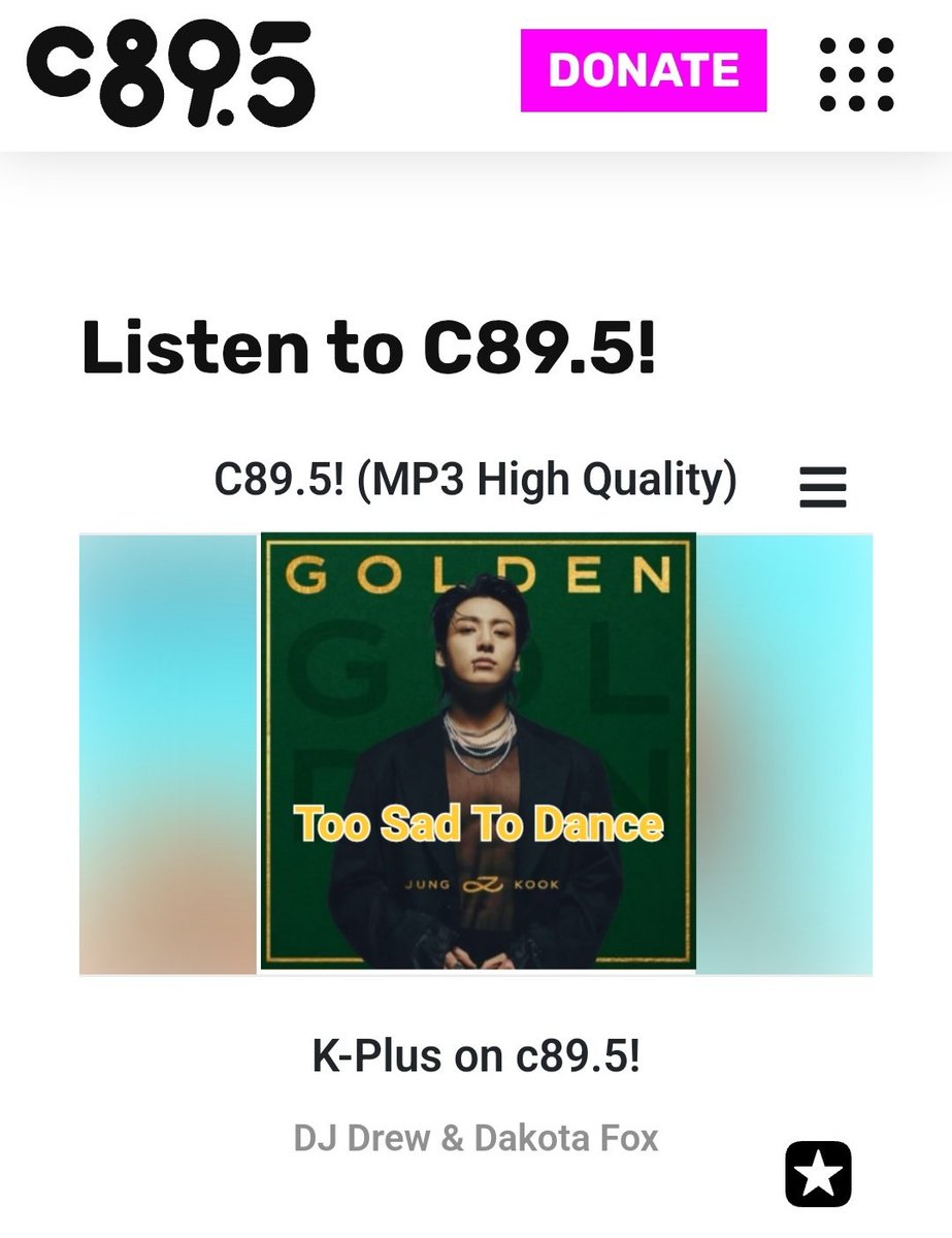 TaeKook_Radio's tweet image. Thank you @Kplus_Armyhour for playing #TooSadToDance by #JUNGKOOK this morning. 
@ReallyAcesFox #KPlusArmyHour

#TKRadio✨️❤️💜🫶🤝 
Thank you for playing my request!