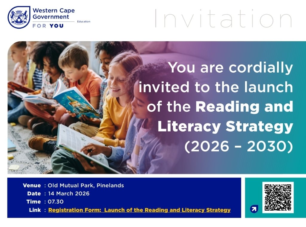 KarenR_Dudley18's tweet image. Countdown has begun....⏰️📚
@WCEDnews Reading &amp;amp; Literacy Strategy Launch 
📅 Date: 14 March 2026
📍 Venue: Old Mutual Park, Pinelands
⏰ Time: 07:30 – 14h30
#GrowingReaders #GrowingMinds
@teachingconnect @DavidMaynier @WesternCapeGov