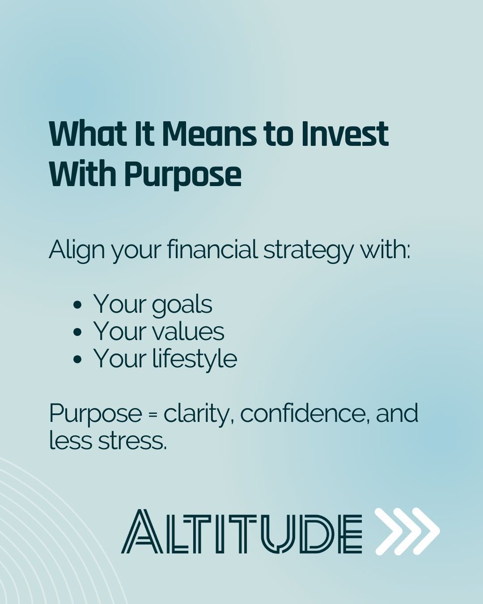 AltitudeAdviser's tweet photo. In a world full of hot tips, market noise and “can’t‑miss” trends, it’s easy to feel like you should be doing more with your investments. But long‑term financial success comes from building wealth with purpose, not chasing the latest performance spike. https://t.co/nNHc5285lY