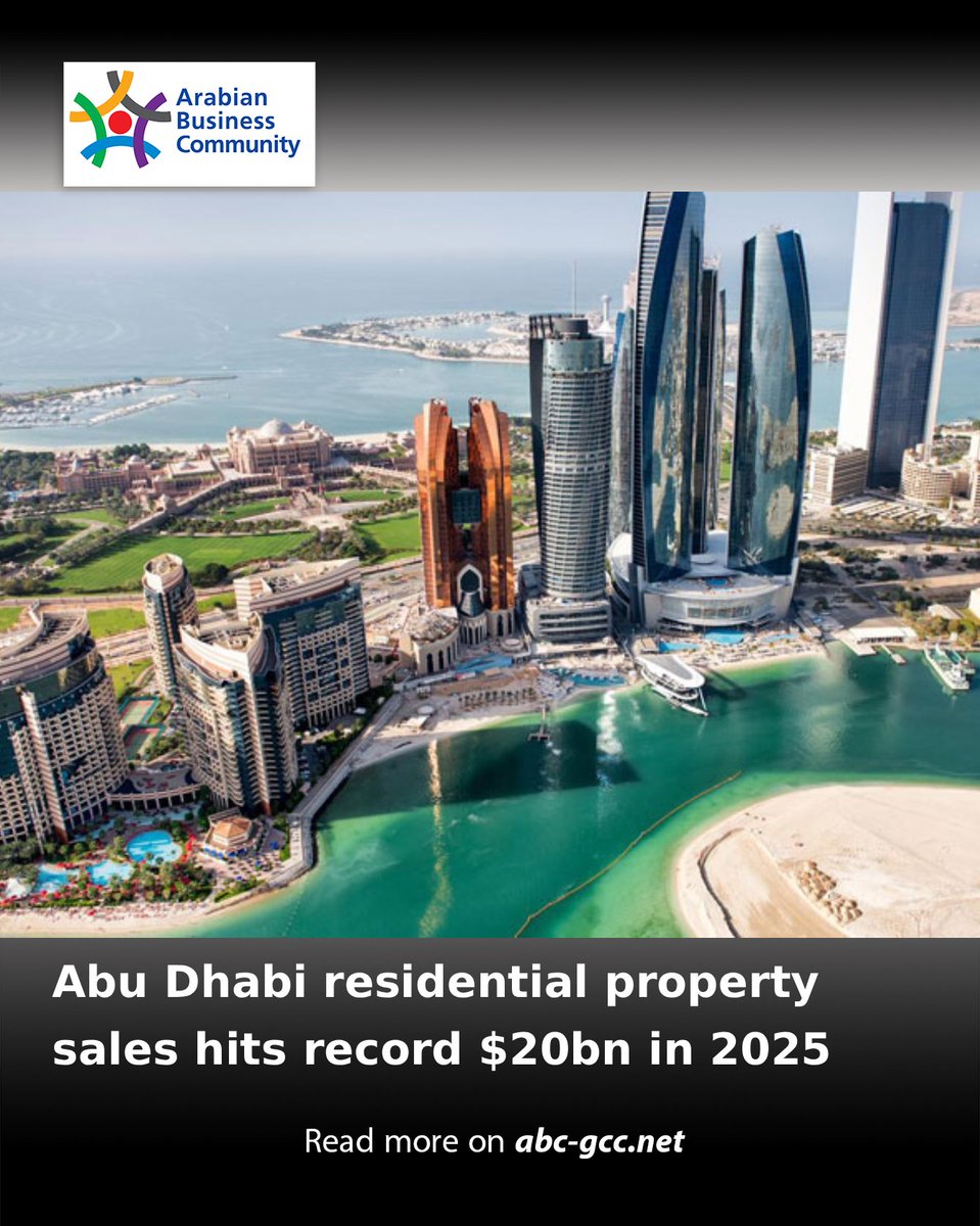 ABCinGCC's tweet image. Abu Dhabi’s residential real estate sector secured a record-breaking AED73.2 billion ($20 billon) worth of sales in 2025 as transactions rose 55% year-on-year to reach 22,400, says Cavendish Maxwell.
Read More abc-gcc.net/News/1/393774
#ABCNews #RealEstate #Consultants #AbuDhabi