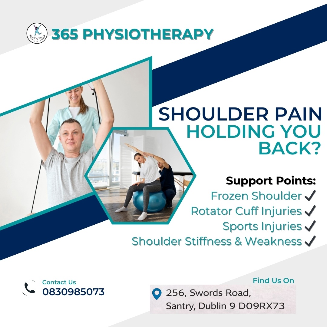 365physiosantry's tweet photo. Shoulder pain can make simple movements difficult. At 365 Physiotherapy, we help you recover faster with targeted physiotherapy treatments.

✔ Improve Mobility
✔ Reduce Pain
✔ Strengthen Shoulder Muscles
📞 Book your session today: 0830985073
#ShoulderCare #PhysioTreatment https://t.co/dgZj8Xx2j3