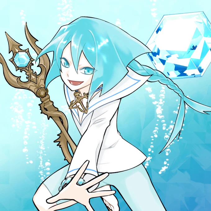 3月の誕生石、アクアマリン! アクアマリンの石言葉は「沈着」「幸福」「富」「勇敢」で「持つ人の精神を鎮め、穏やかで平和な気持ちを導く」そうです。 真凛のママさんのキャラデザ気に入っているので、どこかでモブのお金持ちマダムとしてこっそり再登場できないか…と思ってます。