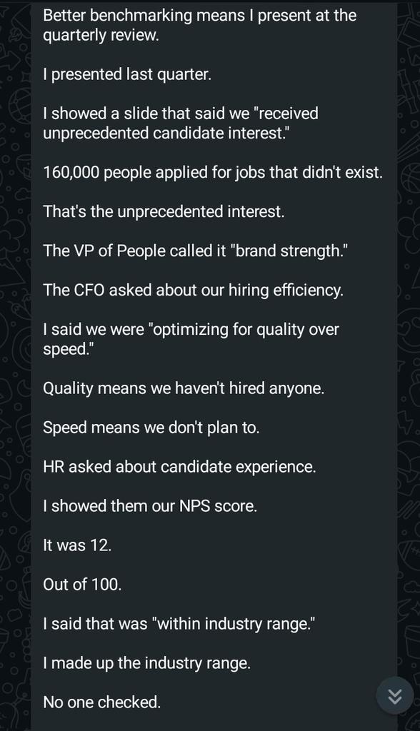 You apply for a job only to find out the HR is working too but not to hire you,to impress the bosses and the investors tough world we live in