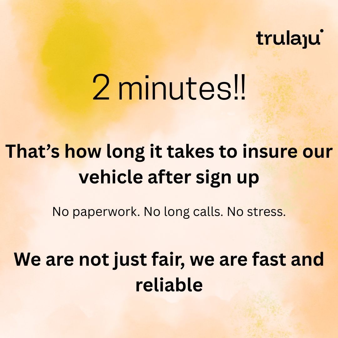 _trulaju_'s tweet image. "Insurance shouldn’t steal your time. With Trulaju, you can insure your vehicle in about two minutes no paperwork, no endless calls, no stress. Get started today.

#InsuranceSimplified
#Trulaju
#DigitalInsurance
#AutoTech"