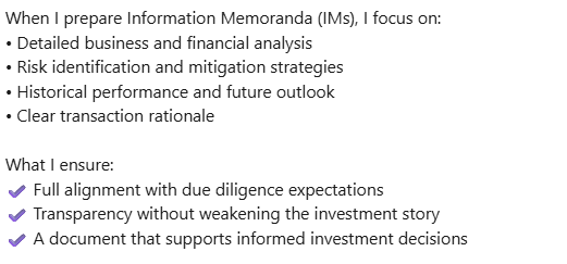 Quinter11481310's tweet photo. Investors commit when clarity meets confidence.

If you are preparing for fundraising, partnerships, or a transaction and need an investor-ready Information Memorandum, reach out.

#InformationMemorandum #InvestmentAdvisory #TransactionSupport #InvestorRelations #CorporateFinance https://t.co/ooKUhHi7d7