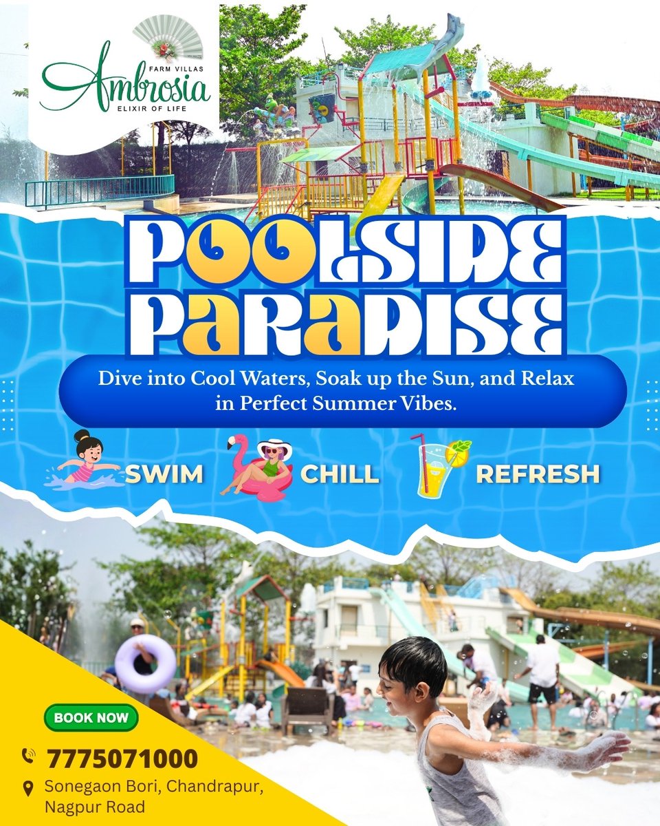 TheAmbrosia06's tweet image. 🌊 Splash into happiness at Ambrosia Farm Villas!
Cool pools, exciting slides, and endless summer fun await you. ☀️💙

👨‍👩‍👧‍👦 Perfect for family, friends &amp;amp; weekend relaxation.

📞 Book your poolside escape today: 7775071000

#SummerEscape #PoolsideFun #WaterParkVibes #WeekendFun