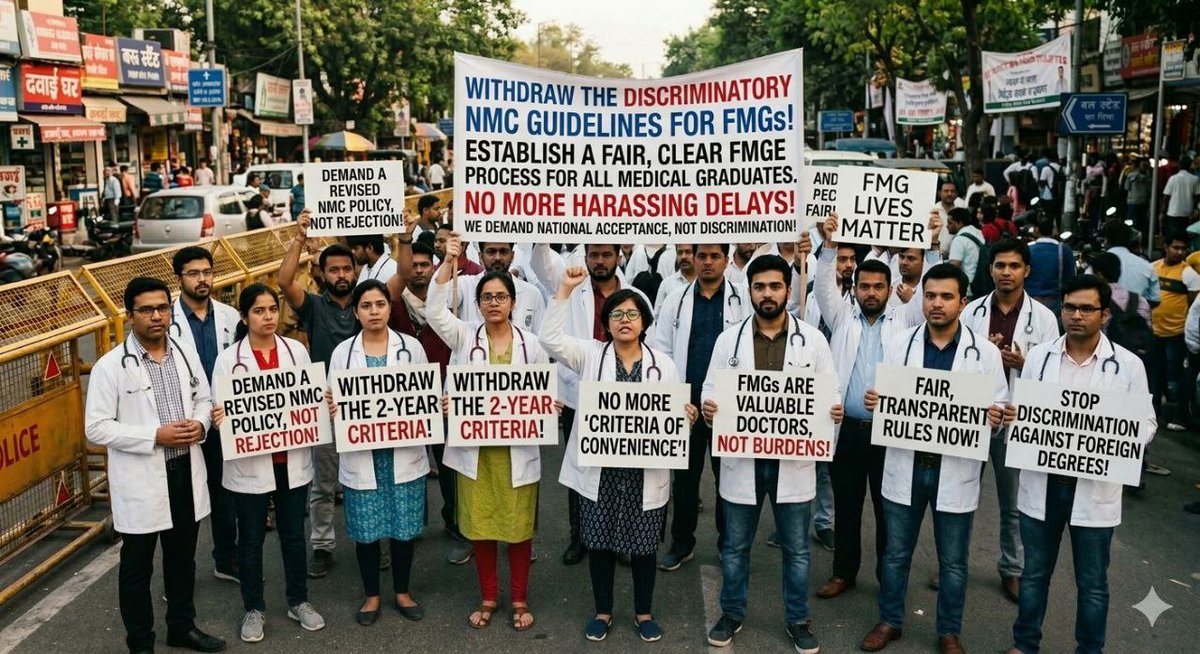 FMGs deserve fairness.
#WithdrawNMCNotice
#JusticeForFMG
<a href="/PMOIndia/">PMO India</a> <a href="/MoHFW_INDIA/">Ministry of Health</a>
<a href="/NMC_BHARAT/">National Medical Commission</a> 
<a href="/JPNadda/">Jagat Prakash Nadda</a>