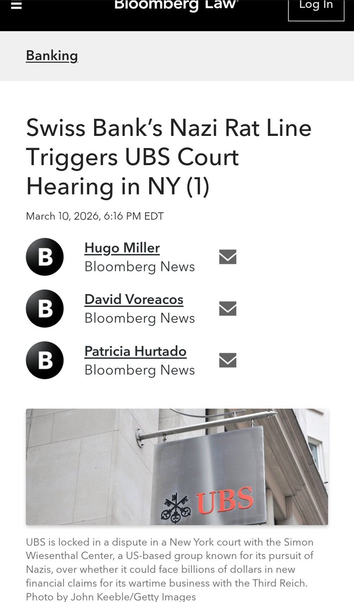 TifaniesweTs's tweet photo. Swiss Bank’s Nazi #RatLine Triggers UBS Court Hearing in NY (1)
https://t.co/e0LM9LB4oM https://t.co/6U0UzCE1o2