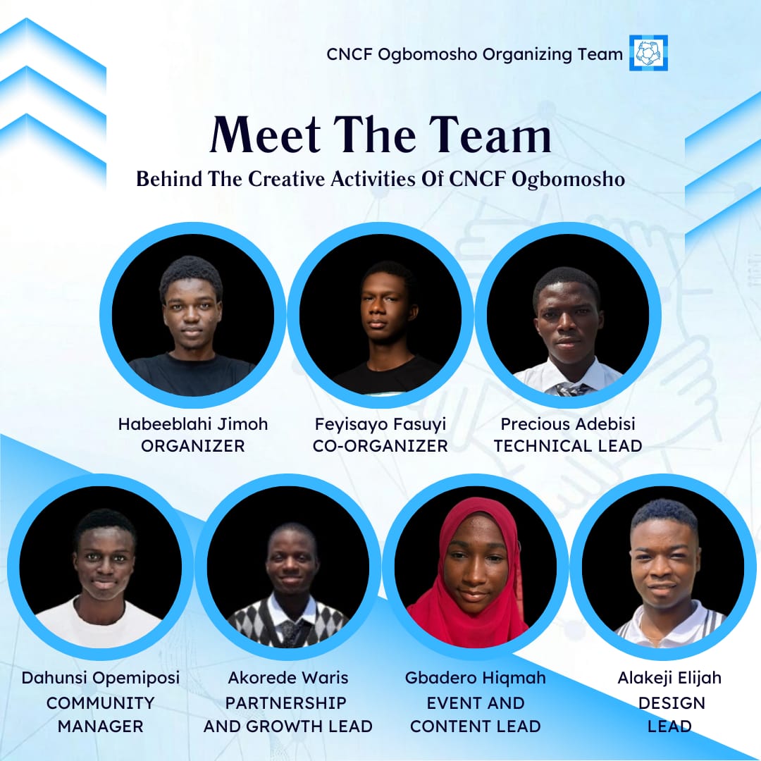 cncfogbomoso's tweet image. Behind every strong community is a passionate team, making it happen✨️.

Today, we’re excited to introduce the people driving the Cloud Native Computing Foundation Ogbomosho community forward. 
✨️Meet the Team.

#CNCF #CloudNative #TechCommunity