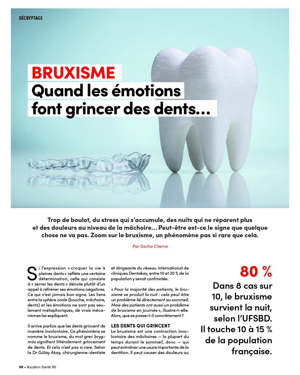 dentakay's tweet photo. Thought Leadership in Practice.

Our latest feature in Vocation Santé highlights a challenge we address daily: the physical manifestation of stress through #bruxism.

Read here:⬇️ https://t.co/G7h6Vbtz3O