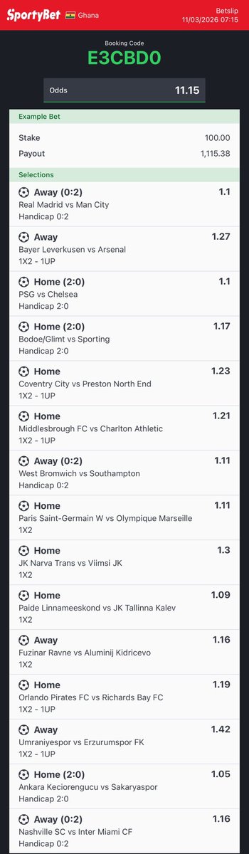 10 ODDS ⚽️ CODE ; E3CBD0