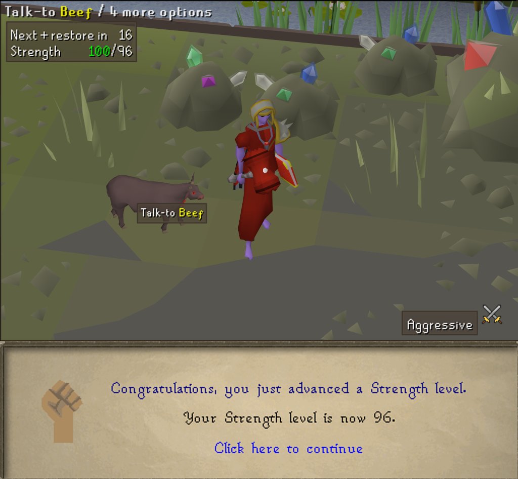 FelixFlyman's tweet photo. 96 Strength ! Getting close to 99 #OSRS #OldschoolRunescape https://t.co/9B4DGxOyMq