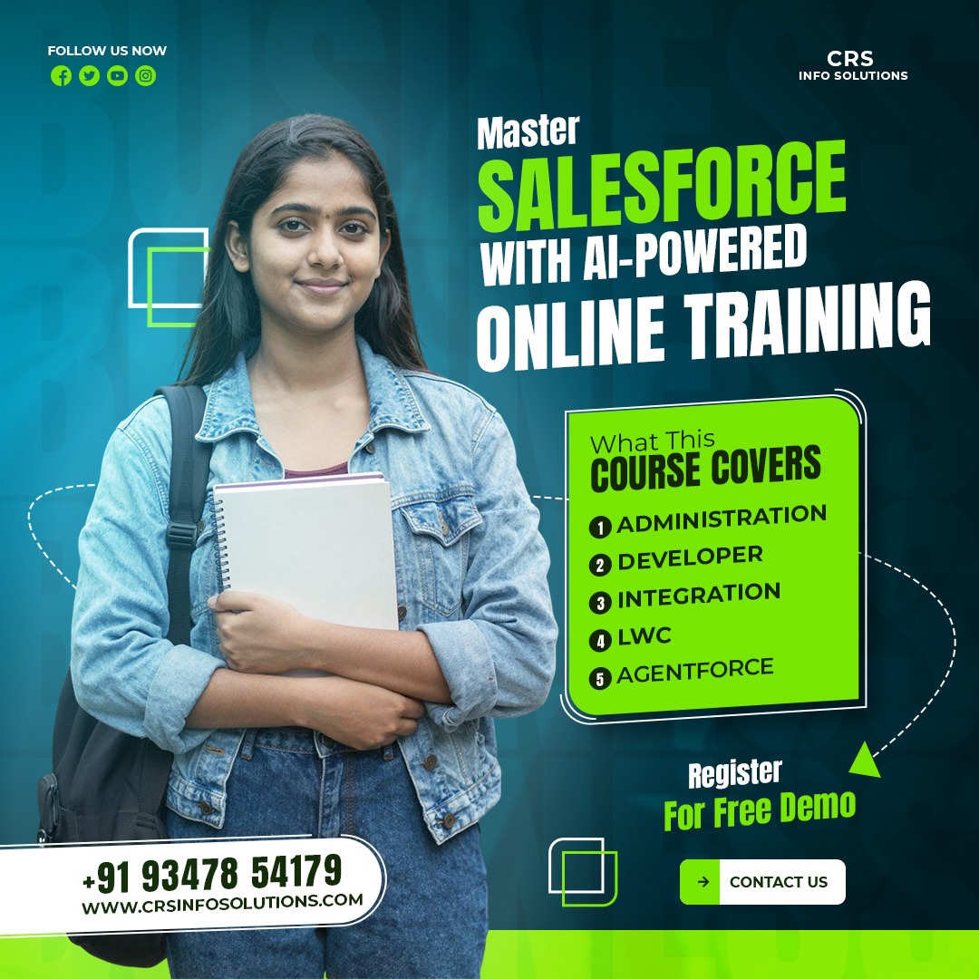 Anandtechie1102's tweet image. 🌟 Register for a FREE Demo today and start your journey toward becoming a Salesforce professional.
📞 Contact: +91 93478 54179
🌐 Website: crsinfosolutions.com
Don’t miss the chance to build a future-proof IT career with Salesforce!
#salesforce