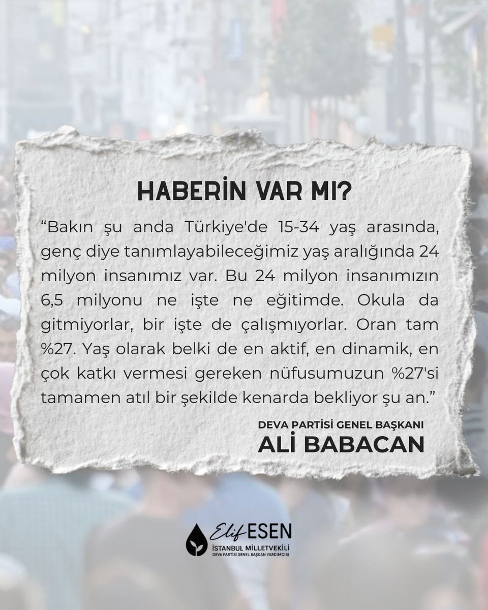 elifesendeva's tweet image. HABERİN VAR MI ❓

#alibabacan #DEVA #genç #işsiz #haber #gündem @alibabacan @devapartisi
