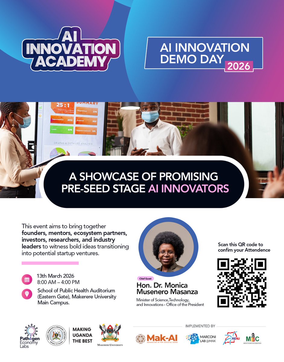 The startups will present solutions across key sectors: Health, Agriculture &amp; food security, Education, Legal, Retail &amp; supply chains

The goal is to build Uganda’s AI startup pipeline, and turn university innovation into real companies 
#AlinAfrica #UgandaTech