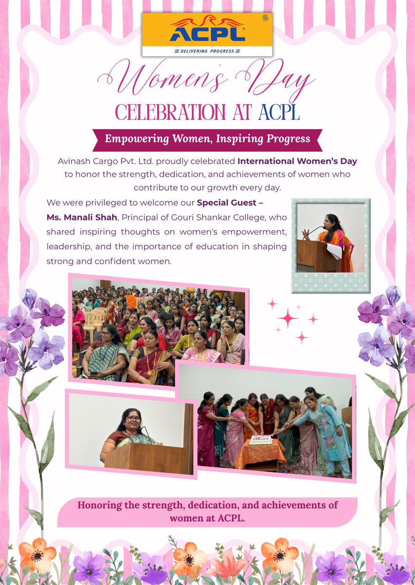 Avinash Cargo Pvt Ltd (ACPL) proudly celebrated International Women’s Day, we believe that empowering women strengthens organizations and builds a more progressive future.  

#InternationalWomensDay #WomenEmpowerment #ACPL #WomenLeadership #CelebratingWomen